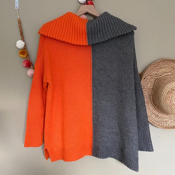 525 America Orange and Gray Quarter Zip Pullover Sweater Size Small - Picture 7 of 9